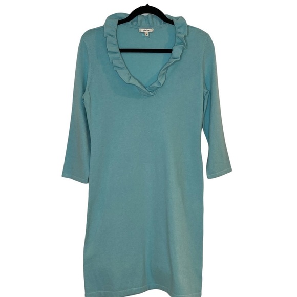 Tyler Boe Blue Ruffle V-Neck Sweater Dress - Picture 1 of 12